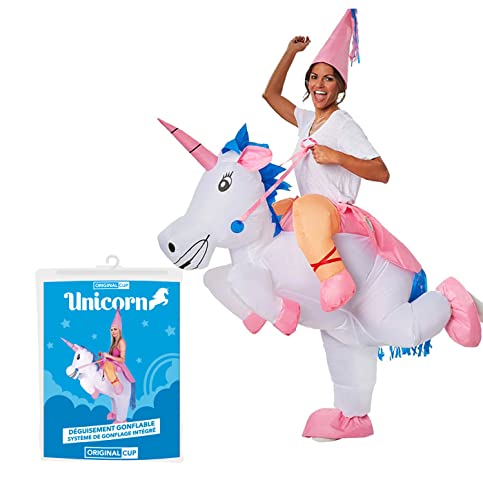 AirSuit® Aufblasbares Kostüm Einhorn | Ausgefallenes Auflbaskostüm | Premium Qualität | Größe Erwachsene | Polyester | Angenehm tragbar | Resistent | Mit Aufblassystem | OriginalCup® von Original Cup