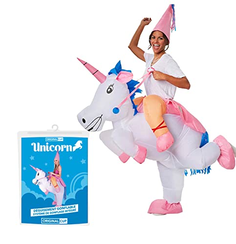 AirSuit® Aufblasbares Kostüm Einhorn | Ausgefallenes Auflbaskostüm | Premium Qualität | Größe Erwachsene 160 bis 190cm | Polyester | Angenehm tragbar | Resistent | Mit Aufblassystem | OriginalCup® von Original Cup