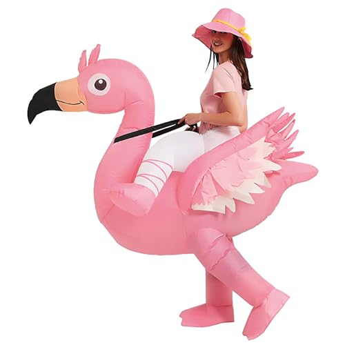 AirSuit® Aufblasbare Verkleidung Rosa Flamingo | Ungewöhnliches Kostüm in Erwachsenengröße | Aus sehr strapazierfähigem Polyester | Inklusive Aufblassystem | Riesiges Tier | OriginalCup® von Original Cup