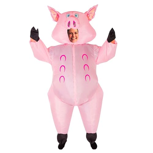 AirSuit® Aufblasbares Kostüm Schwein | Ausgefallenes Auflbaskostüm | Premium Qualität | Größe Erwachsene 160 bis 190cm | Polyester | Angenehm tragbar | Resistent | Mit Aufblassystem | OriginalCup® von Original Cup