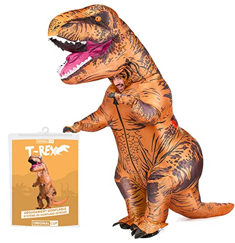 AirSuit® Aufblasbare Verkleidung XXL T-Rex | Dinosaurier Kostüm | Premium Qualität | Größe Erwachsene 160 bis 190cm | Polyester | Angenehm zu tragen | Strapazierfähig | Aufblassystem | OriginalCup® von Original Cup
