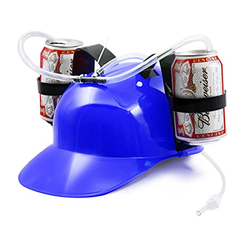 BeerHelmet® Blauer Bierhelm | Anti-Durst-Helm | 2 Getränkehalter mit wiederverwendbaren, integrierten Strohhalmen | Verstellbare Größe | Aperitif und Trinkspiel | OriginalCup® von Original Cup