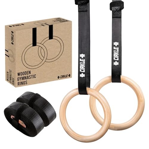 CIRKLE® | 2 Gymnastikringe aus Holz | 23 cm Durchmesser mit verstellbaren Gurten | Training, Fitness, Bodybuilding, Gym, Sport | Einfache Befestigung, maximale Sicherheit | Aerobik | OriginalCup von Original Cup