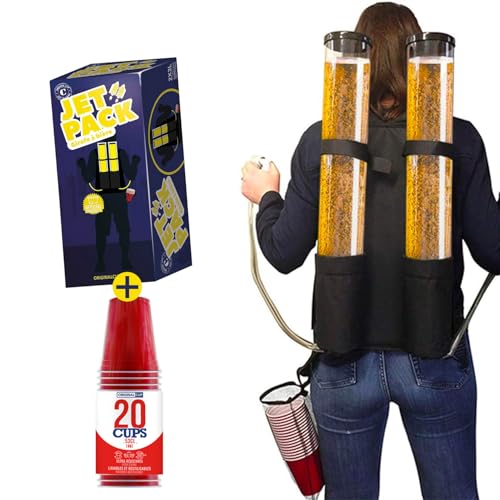 Doppelte Biergiraffe Jet Pack | Getränkespender | Rucksack | Premium Qualität | 2 Tanks | 2 x 3L Getränketanks | 2 Bierspender | Aperitif | Abend | Houseparty | OriginalCup® von Original Cup