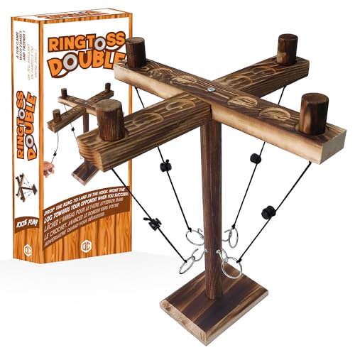 Double Ring Toss® Game für 4 Spieler | Geschicklichkeitsspiel aus Holz | Premium-Qualität | Werfen von hängenden Ringen | Wer ist der Schnellste? | Indoor & Outdoor | Kinder & Erwachsene | SparkL® von Original Cup