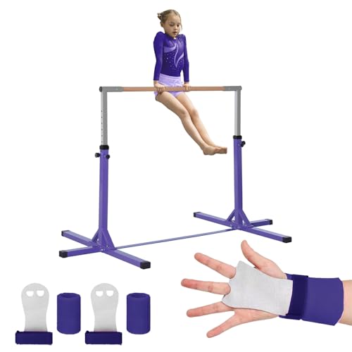 Gym Bar® Kinder Gymnastikstange Rosa | 13 Stufen einstellbar von 90 bis 150 cm | Stahl und Massivem Buchenholz | Schutz-Kit enthalten | Indoor Outdoor Use | Sport Training Equipment | Aerobik von Original Cup