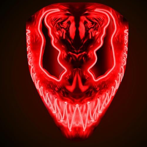 LED-Maske Devil rot | Premium-Qualität aus festem Kunststoff | Leuchtende Neon-Maske mit 3 Blinkmodi | Originelle Verkleidung für Halloween und Kostümparty | OriginalCup® von Original Cup