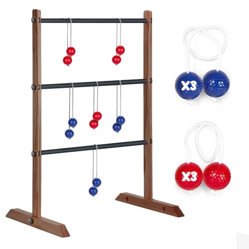 Ladder Toss® | Geschicklichkeitsspiel aus Holz für Kinder & Erwachsene | 1 Leiter + 12 Bolas + 1 Schutzhülle | Wurfspiele | Spielzeug für den Außenbereich | Golfbälle | OriginalCorner® von Original Cup