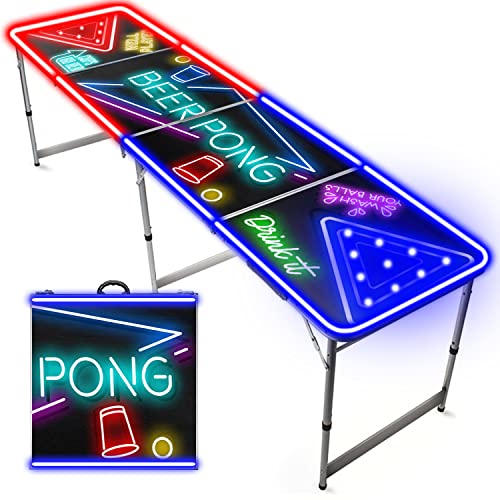 Beer Pong Offizieller Tisch Spot Light Ultimate | LEDs | Premium Qualität | Offizielle Maße | Wasserdicht | Kratzfest | Party- und Aperitifspiel | Trinkspiel | OriginalCup® von Beer Pong