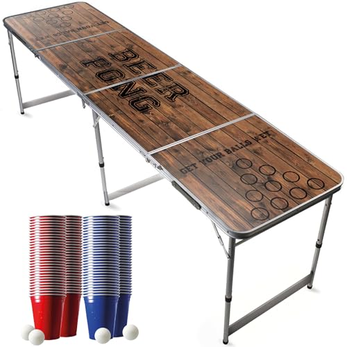 Beer Pong Original Cup® - Bierpong Tisch + 120 Becher + 6 Bälle - Zusammenklappbarer, transportabler Tisch mit kratzfester, wasserdichter Beschichtung - Zugelassen Turniere - Trinkspiel von Beer Pong