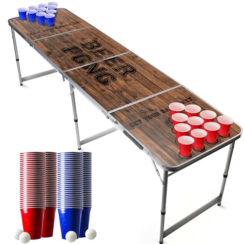 Original Cup® - Bierpong Tisch + 120 Becher + 6 Bälle - Zusammenklappbarer, transportabler Tisch mit kratzfester, wasserdichter Beschichtung - Zugelassen für Beer Pong Turniere - Trinkspiel von Original Cup