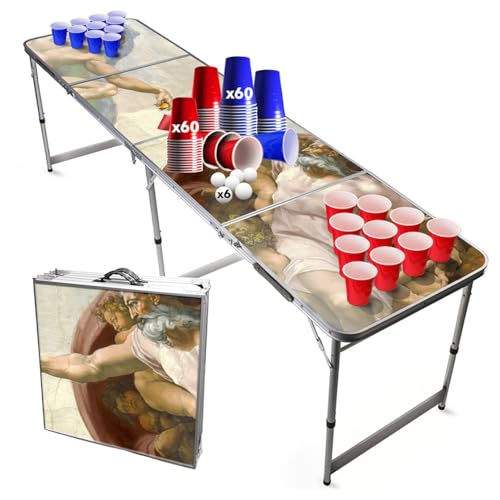 Original Cup® - Bierpong Tisch + 120 Becher + 6 Bälle - Zusammenklappbarer, transportabler Tisch mit kratzfester, wasserdichter Beschichtung - Zugelassen für Beer Pong Turniere - Trinkspiel von Original Cup