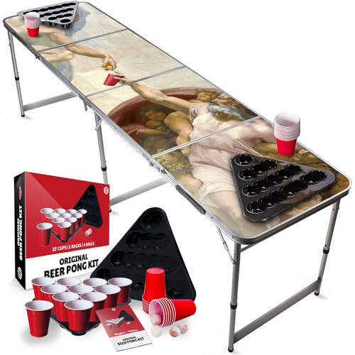 Original Cup® - Bierpong Tisch + 22 Becher + 2 Racks + 4 Bälle - Zusammenklappbarer, transportabler Tisch mit kratzfester, wasserdichter Beschichtung - Zugelassen für Beer Pong Turniere -Trinkspiel von Original Cup