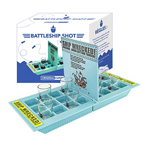 Original Battleship Shot® | Seeschlachtspiel | Premium-Qualität | faltbares und tragbares Tablett mit 8 Shot-Gläsern | 100% Spaß | Trinkspiel | Aperior | Abend | House Party von Original Cup