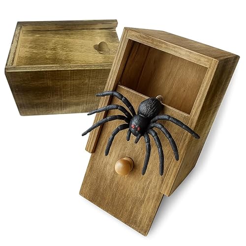 Original Cup® - Spider Prank Spinnenüberraschungsbox - 100% aus Holz entworfen und handgefertigt - Lustige Geschenkidee Kinder Erwachsene - Spiel und Spielzeug Scherzartikel für Halloween. von Original Cup