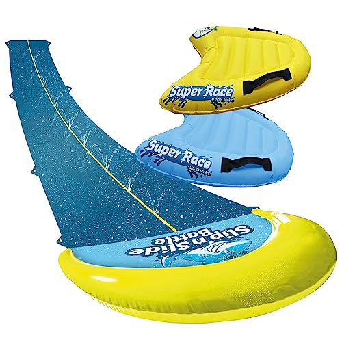 Original Cup® | Wasserrutschmatte Riesen Packk XXL | 1 Rutschmatte Doppelbahn 10 Meter + 2 Bodyboards für besseres Rutschen | Premium-Qualität | Slip'n Slide Wasserspiele 100% Fun von Original Cup