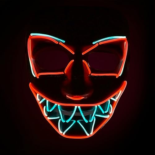 Original Cup | LED-Licht Maske Devil | Premium Qualität | Feste Kunststoff | 3 Blinkmuster | Neon Maske | Halloween von Original Cup