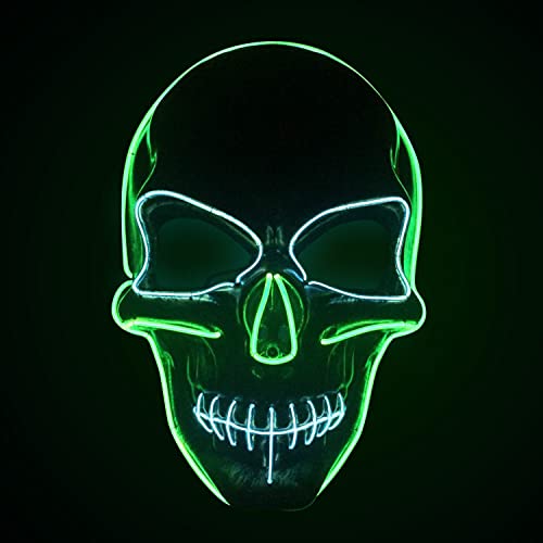 Original Cup | LED-Licht Maske Skull | Premium Qualität | Feste Kunststoff | 3 Blinkmuster | Neon Maske | Halloween von Original Cup