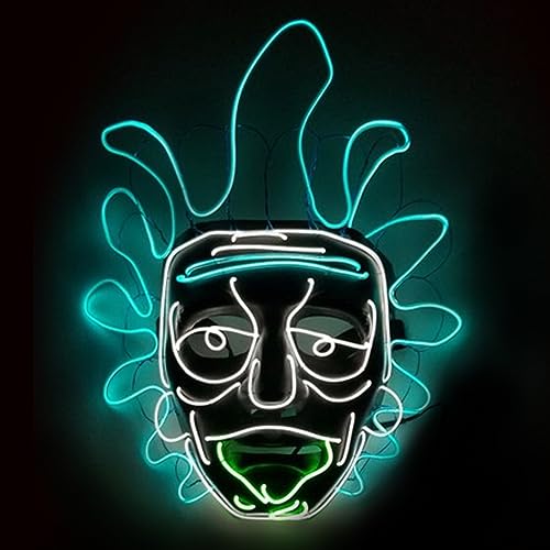 Original Cup | New LED-Licht Maske Rick & Morty | Premium Qualität | Feste Kunststoff | 3 Blinkmuster | Neon Maske | Halloween von Original Cup