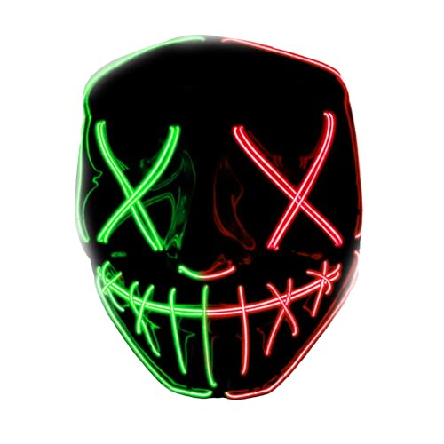Original Cup The Purge® LED Maske | American Nightmare Red Double Face | Premium Qualität | Hartplastik | 3 Blinkmodi | LED Maske | Cosplay | Halloween | Neon | 100% Horror | 100% Spaß von Original Cup