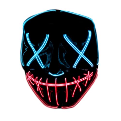 Original Cup The Purge® LED-Maske | Nightmare Blau und Rot | Starrer Kunststoff | 3 Blinkmodi | LED-Maske | Cosplay | Halloween | Neon | 100% Horror | 100% Fun von Original Cup