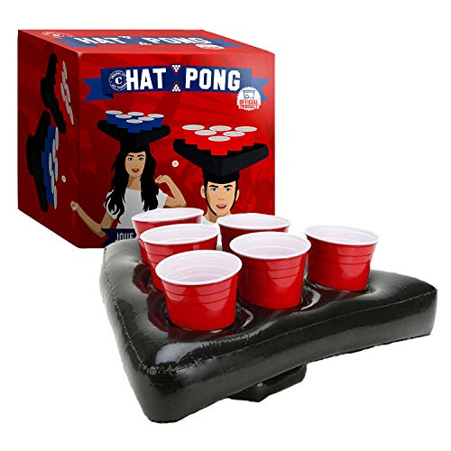 Original Hat Pong Officiel | Originelles Beer Pong Spiel | Premium Qualität | 2 Aufblasbare Hüte | 12 Red Cups | 2 Bälle | Trinkspiel | Party-& Aperitif Spiel | House Party | OriginalCup® von Original Cup