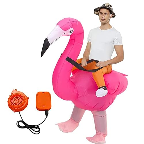 AirSuit® Aufblasbares Kostüm Rosa Flamingo | Ungewöhnliches Kostüm in Erwachsenengröße | Premium Qualität | Aus sehr strapazierfähigem Polyester | Inklusive Aufblassystem | OriginalCup® von Original Cup