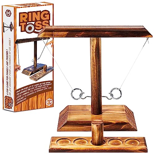 Ring Toss® Game | Geschicklichkeitsspiel aus Holz | Premium Qualität | Hängende Ringwurfmaschine | Wer ist der Schnellste? | Innen & Außen | Kinder & Erwachsene | 100% Holz | 100% Spaß | SparkL® von Original Cup
