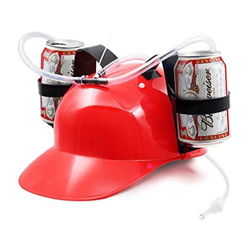 BeerHelmet® Roter Bierhelm | Anti-Durst-Helm | 2 Getränkehalter mit wiederverwendbaren, integrierten Strohhalmen | Verstellbare Größe | Aperitif und Trinkspiel | OriginalCup® kreiert und entwickelt von Original Cup