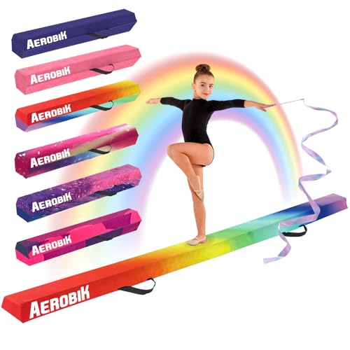 Schwebebalken Aerobik® | Zusammenklappbarer Rainbow Gymnastikbalken für Kinder und Erwachsene | Transportabel mit Tragetasche | Starr, leicht, rutschfest | 3 Lagen Soft-Touch-Beschichtung von Original Cup