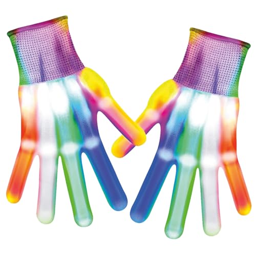 Veelkleurige lichtgevende led-handschoenen | Neon skeletvingers voor Halloween, carnaval, festivals | Unisex-kostuum | Ongebruikelijk cadeau 100% plezier | OriginalCup® von Original Cup