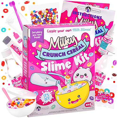 Original Stationery Milky Cereal Crunchy Slime Kit, Mit Allem was Sie benötigen, um Wirklich Knusprigen Müsli-Schleim Herzustellen, Tolle Geschenkidee für Mädchen, Geburtstagsgeschenk von Original Stationery