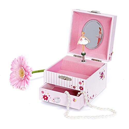 Trousselier - Ballerina - Musikschmuckdose - Spieluhr - Ideales Geschenk für junges Mädchen - Phosphoreszierend - Leuchtet im Dunkeln - Musik Aufforderung zum Tanz - Farbe rosa von Trousselier