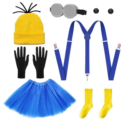 Orizizhic 7 PCS Gelbes Kostüm Cosplay for Erwachsener and Kinder,Enthalten Goggles Hut Handschuhe Socken Knopf Röcke, Halloween Party Karneval Film Kostüm für Damen Herren Orizizhic 7 PCS Gelbes Kostüm Cosplay for Erwachsener and Kinder,Enthalten Goggles Hut Handschuhe Socken Knopf Röcke, Halloween Party Karneval Film Kostüm für Damen Herren von Orizizhic