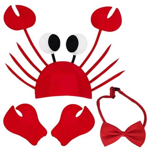 Orizizhic Krabbenhut Kostüm Zubehör Set mit rotem Krabbenhut Krallen Handschuhe Fliege unter verstellbarem Meer Kostüm für Halloween Weihnachten Karneval Cosplay Party Erwachsene Jungen Mädchen Orizizhic Krabbenhut Kostüm Zubehör Set mit rotem Krabbenhut Krallen Handschuhe Fliege unter verstellbarem Meer Kostüm für Halloween Weihnachten Karneval Cosplay Party Erwachsene Jungen Mädchen von Orizizhic