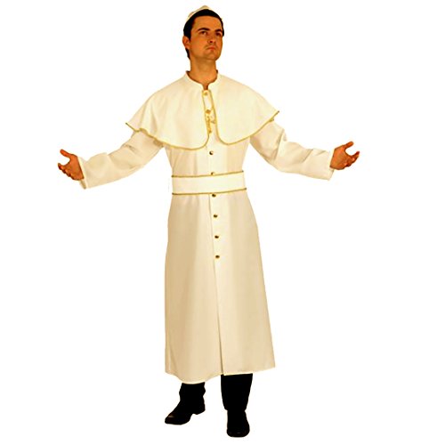 Kostüm: Papst-Gewand mit Mütze, weiß, Erwachsenen-Größe:54/56 von Orlob