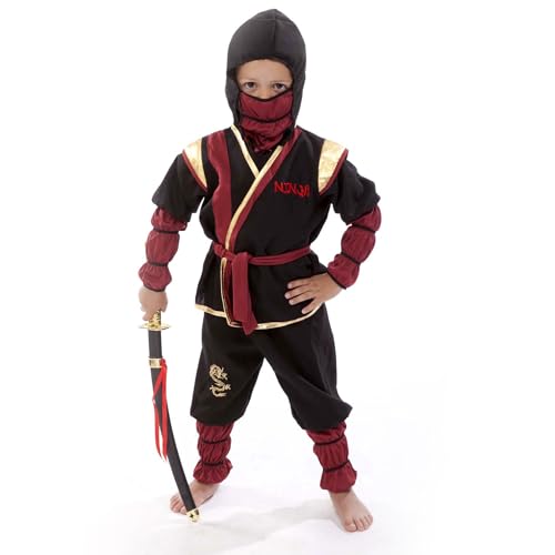 Ninja Kostüm, rot-gold-schwarz - Größe: 104/116 - 152/164 (128/134) von Orlob