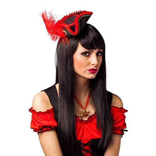 Orlob Fasching Hut Damen Minihut Piratin schwarz/rot mit Clips von Orlob