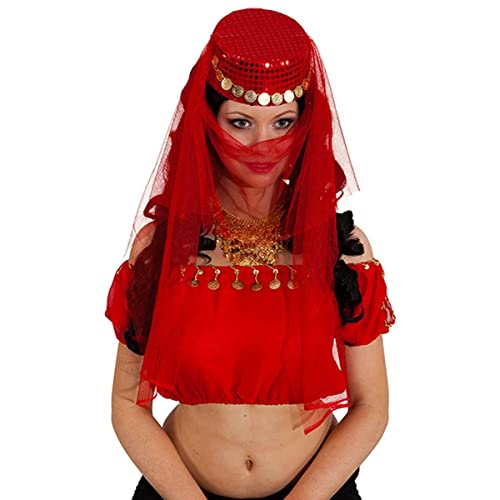 Orlob Karneval NEU Hut Suleika, mit Schleier, rot von Orlob Karneval