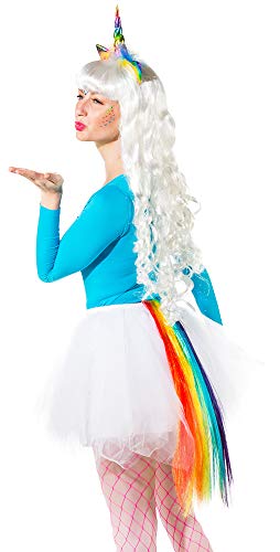 Orlob Regenbogen Einhorn Kostüm Set - Haarreif mit Schweif - Toll für Junggesellenabschied Karneval Mottoparty Fasching von Orlob