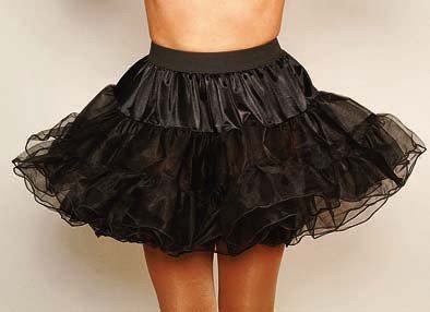 Petticoat schwarz mit schwarzer Drahtkante, Erwachsenen-Größe:36/38 von Orlob