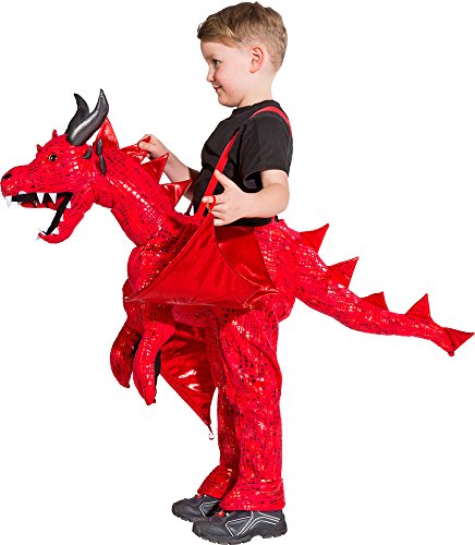 Roter Drache Huckepack Kostüm für Kinder - 3 bis 5 Jahre - Drachenkostüm zum Hineinsteigen Reiten Ritterspiele Burgfest Mittelalter Party von Orlob