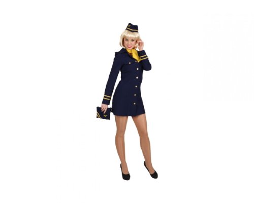 Stewardess blau Kleid Haube Tuch, Größe:44 von Orlob