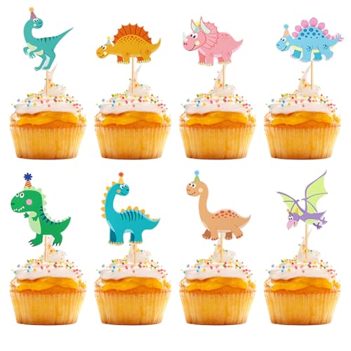 32 Stück Dinosaurier Cupcake Topper, Dino Thema Geburtstagstorte Dekoration, Personalisierter Geburtstags Cupcake Topper, Cupcake Toppers Picks für Kinder, Tiere Cake Topper für Party 32 Stück Dinosaurier Cupcake Topper, Dino Thema Geburtstagstorte Dekoration, Personalisierter Geburtstags Cupcake Topper, Cupcake Toppers Picks für Kinder, Tiere Cake Topper für Party von Ormromra