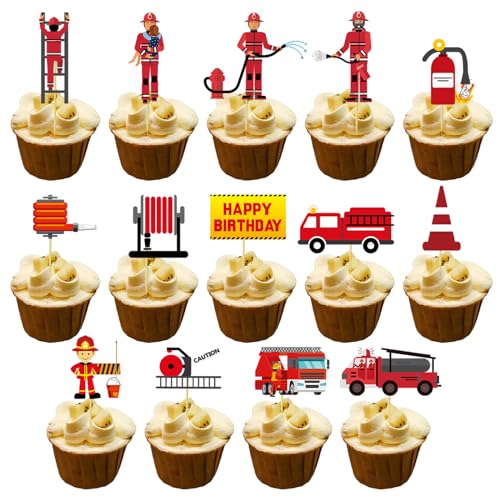 42 Stück Fire Truck Cupcake Toppers, Feuerwehr Geburtstagsfeier Deko, Feuerwehr Motor Rettung Thema, Feuerwehr Kuchendeckel für Kindergeburtstag Party 42 Stück Fire Truck Cupcake Toppers, Feuerwehr Geburtstagsfeier Deko, Feuerwehr Motor Rettung Thema, Feuerwehr Kuchendeckel für Kindergeburtstag Party von Ormromra