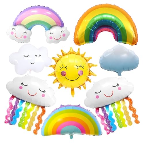 8 Stück Regenbogen Ballon, Wolkenförmige Riesenballon, Sonne Aluminium Folie Ballon, Lächelnde Quasten Luftballons, Geburtstagsdeko Set für Jungen Mädchen 8 Stück Regenbogen Ballon, Wolkenförmige Riesenballon, Sonne Aluminium Folie Ballon, Lächelnde Quasten Luftballons, Geburtstagsdeko Set für Jungen Mädchen von Ormromra