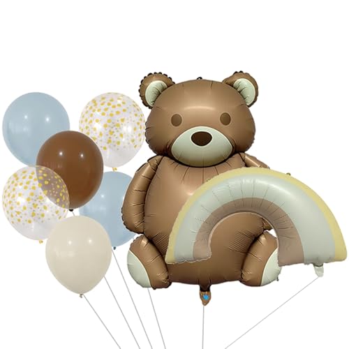Bär Geburtstag Deko Set, Luftballons Deko Geburtstag Junge Mädchen, Folienballon Regenbogen, Konfetti Ballon, Bär Braunen Helium Ballons für Deko Kindergeburtstag,Waldtiere Bär Geburtstag Deko Set, Luftballons Deko Geburtstag Junge Mädchen, Folienballon Regenbogen, Konfetti Ballon, Bär Braunen Helium Ballons für Deko Kindergeburtstag,Waldtiere von Ormromra