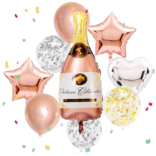 Folienballon Sektflasche Deko, 9 Stück Ballon mit Strohhalme und Bänder, Riesen Luftballon Champagner, Weinflasche Helium Ballon für Hochzeit, Geburtstag, Jubiläum, Party Dekoration Folienballon Sektflasche Deko, 9 Stück Ballon mit Strohhalme und Bänder, Riesen Luftballon Champagner, Weinflasche Helium Ballon für Hochzeit, Geburtstag, Jubiläum, Party Dekoration von Ormromra