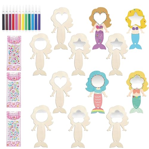 Ormromra 12 Stück Meerjungfrau Holzspiegel Basteln, Kinder Spiegel Holz, Mini Handspiegel für Meerjungfrauen Geburtstag Party Geschenk Party, DIY Handwerk, Prinzessin Ormromra 12 Stück Meerjungfrau Holzspiegel Basteln, Kinder Spiegel Holz, Mini Handspiegel für Meerjungfrauen Geburtstag Party Geschenk Party, DIY Handwerk, Prinzessin von Ormromra
