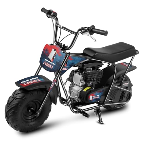 Dirt Bike Kinder 105CC 4-Takt benzinbetriebenes Off Road Mini Dirt Bike Pit Bike mit Automatikgetriebe und Seilzugstarter DIY-Aufkleber Pocket Bike ab 13 Jahre (Blau+Rot) von Oryxearth